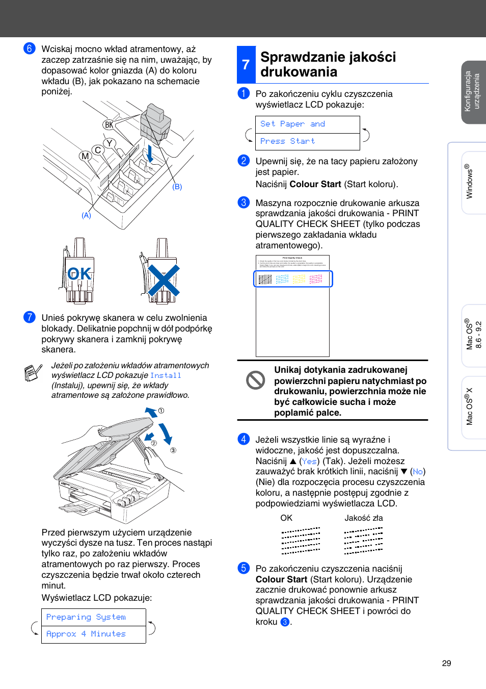 7 sprawdzanie jakości drukowania, 7sprawdzanie jakości drukowania | Brother CESTINA DCP-110C User Manual | Page 31 / 40