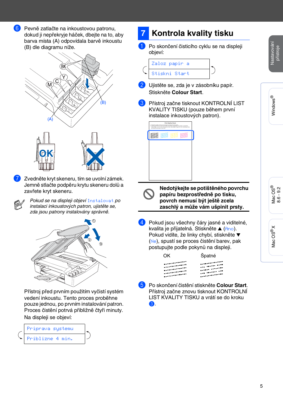 7 kontrola kvality tisku, 7kontrola kvality tisku | Brother CESTINA DCP-110C User Manual | Page 7 / 40