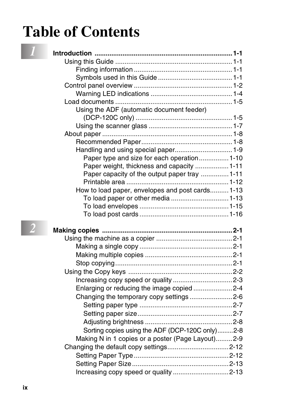 Brother DCP-115C User Manual | Page 10 / 109