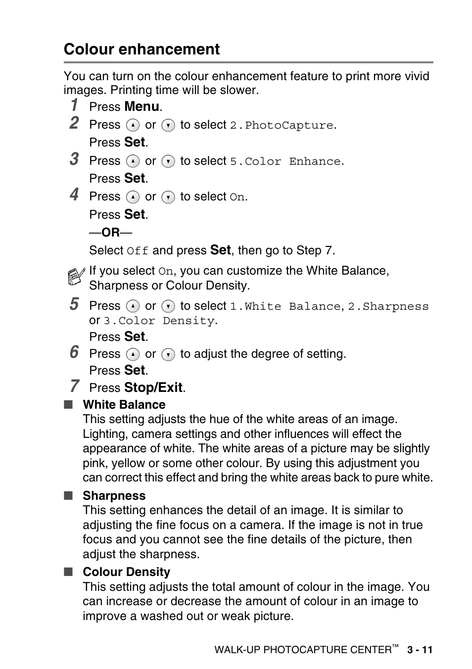 Colour enhancement, Colour enhancement -11 | Brother DCP-115C User Manual | Page 55 / 109