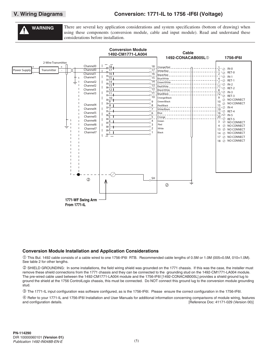 V. wiring diagrams | Rockwell Automation 1492-CM1771-LA004 Analog & Digital I/O Conversion Module User Manual | Page 5 / 12