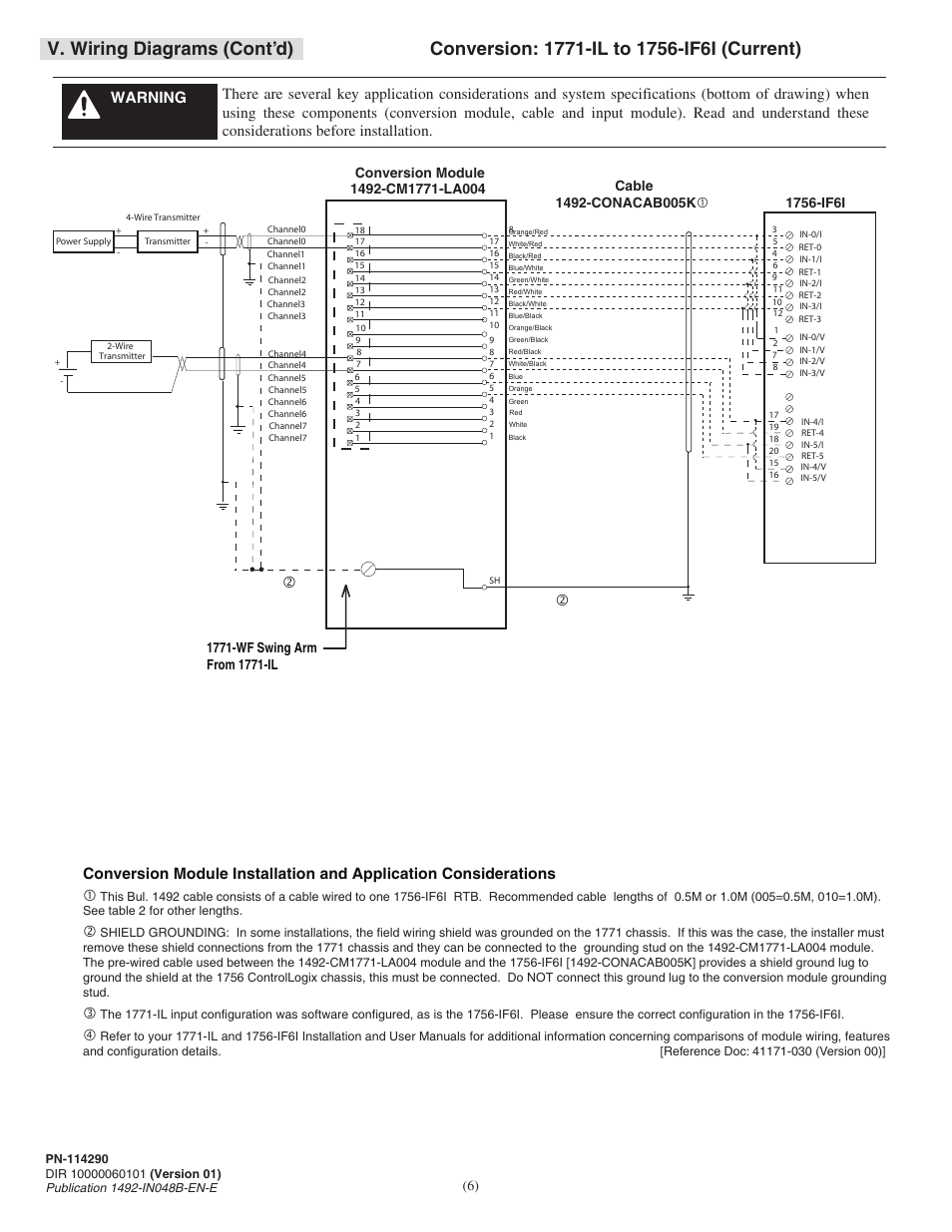 V. wiring diagrams (cont’d) | Rockwell Automation 1492-CM1771-LA004 Analog & Digital I/O Conversion Module User Manual | Page 6 / 12