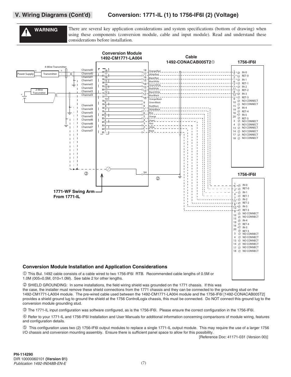 V. wiring diagrams (cont’d) | Rockwell Automation 1492-CM1771-LA004 Analog & Digital I/O Conversion Module User Manual | Page 7 / 12