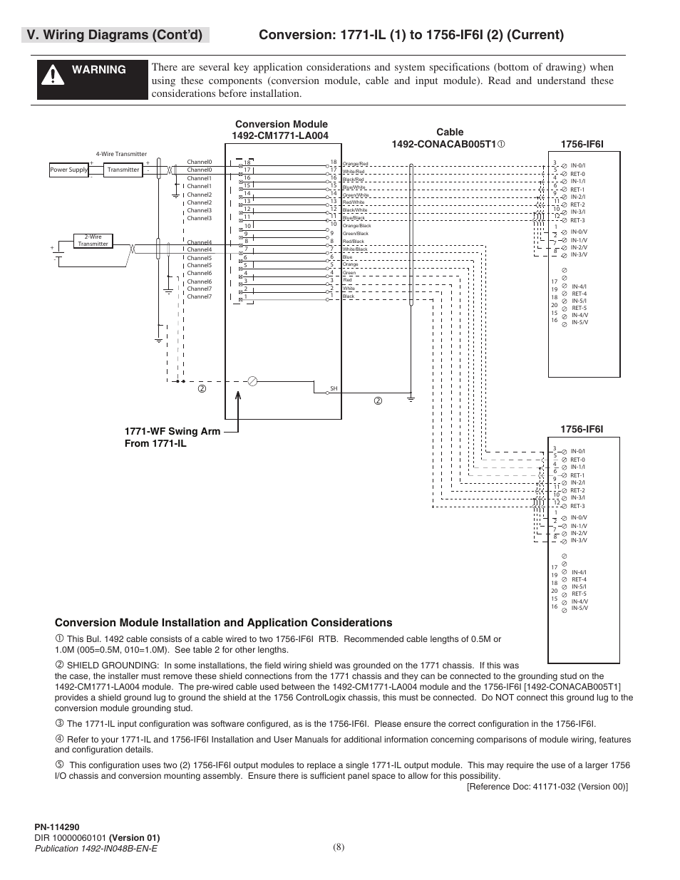 V. wiring diagrams (cont’d) | Rockwell Automation 1492-CM1771-LA004 Analog & Digital I/O Conversion Module User Manual | Page 8 / 12