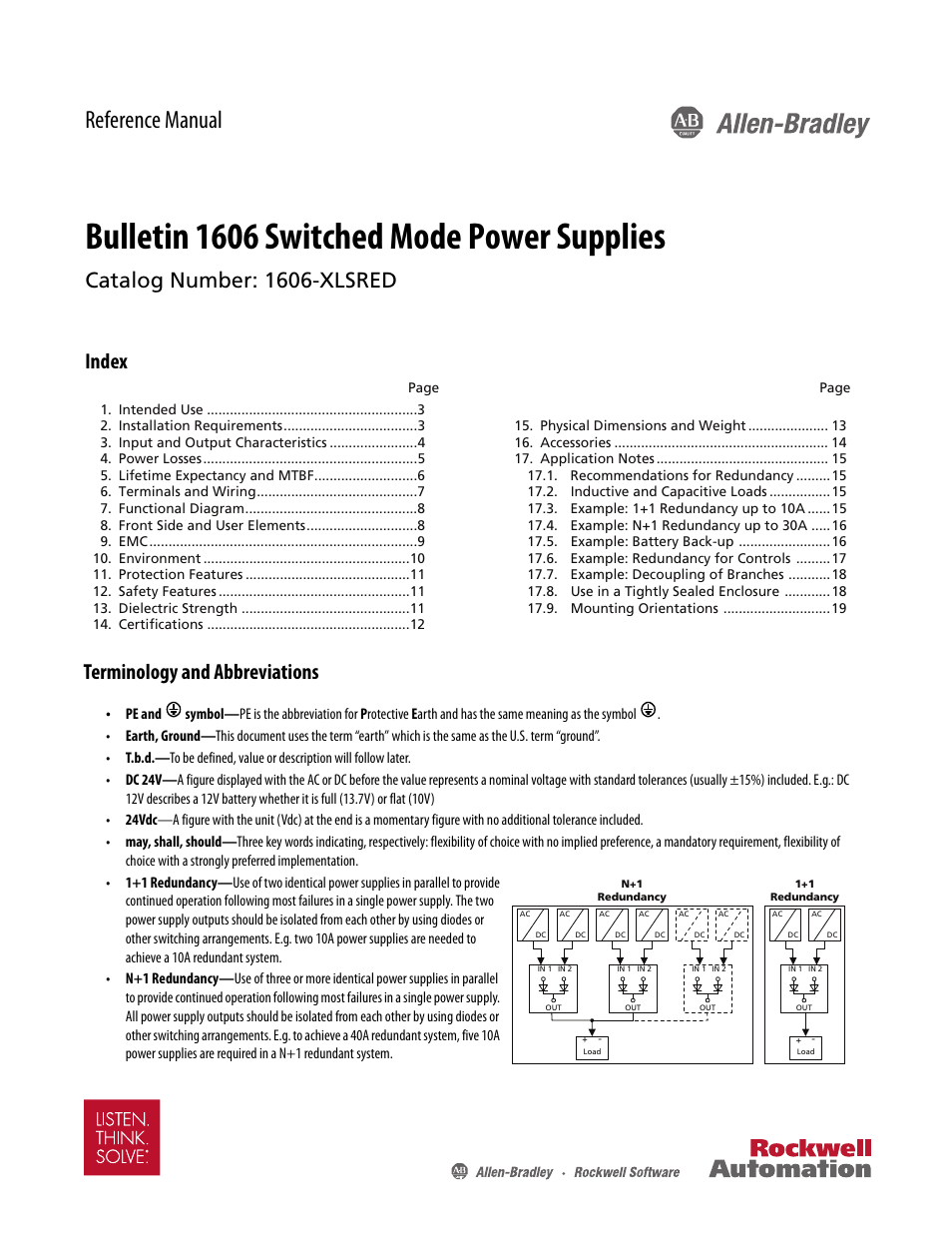 Rockwell Automation 1606-XLSRED Power Supply Reference Manual User Manual | 20 pages