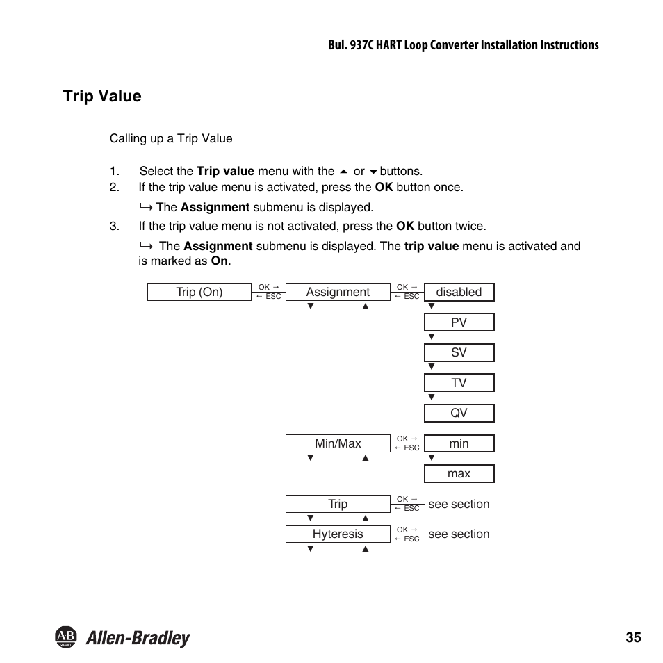 Trip value | Rockwell Automation 937CU-AIHLP-DC1 HART Loop Converter Installation Instructions User Manual | Page 37 / 52