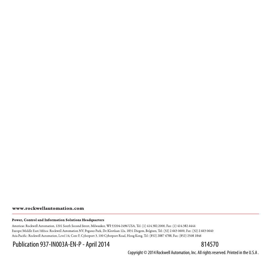 00_coverjf | Rockwell Automation 937CU-AIHLP-DC1 HART Loop Converter Installation Instructions User Manual | Page 52 / 52