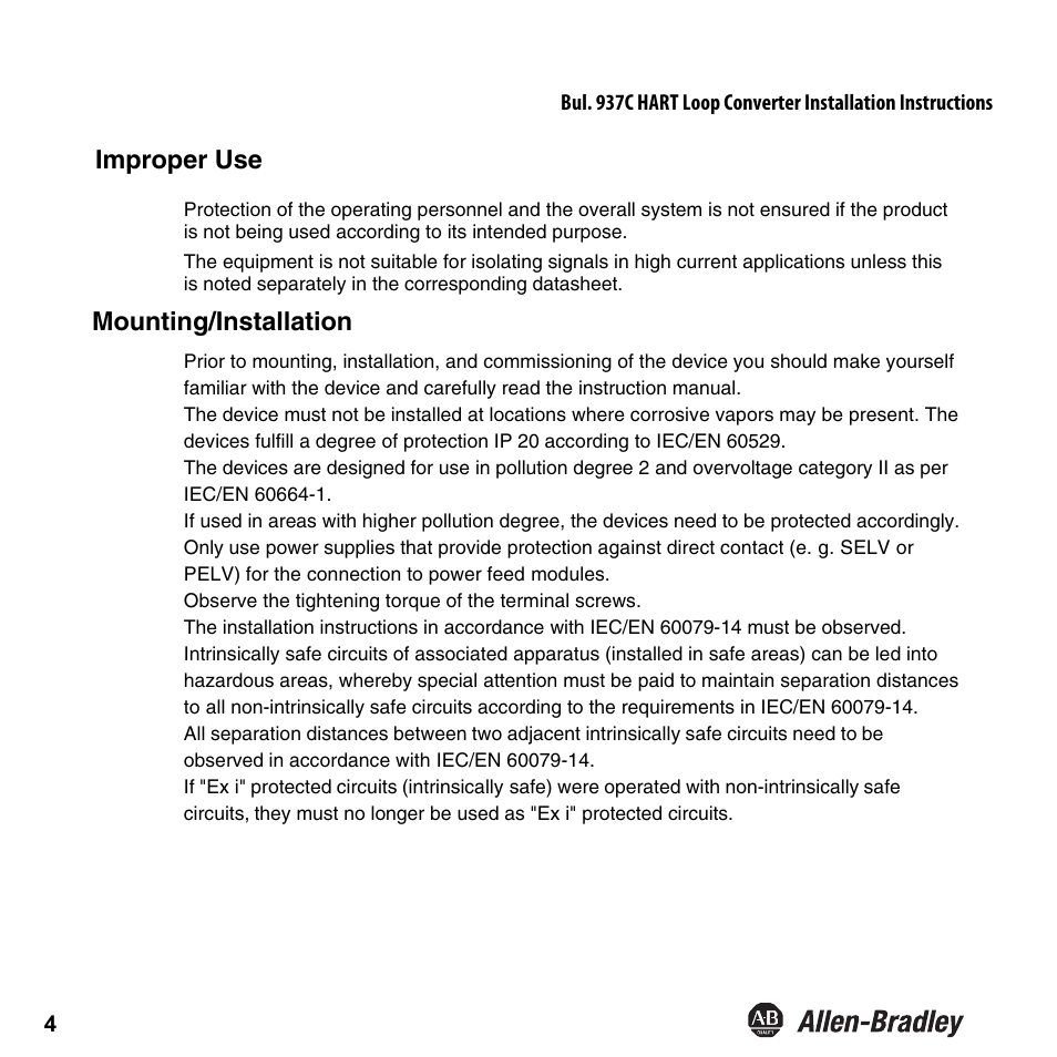 Rockwell Automation 937CU-AIHLP-DC1 HART Loop Converter Installation Instructions User Manual | Page 6 / 52