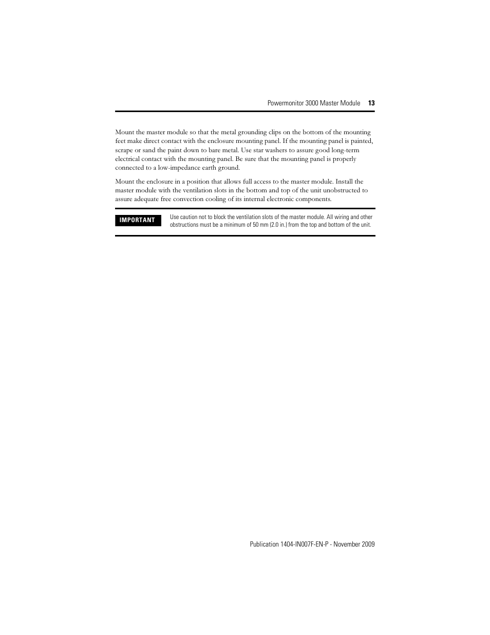 Rockwell Automation 1404-M4_M5_M6_M8 Powermonitor 3000 Master Module Installation Instructions User Manual | Page 13 / 64