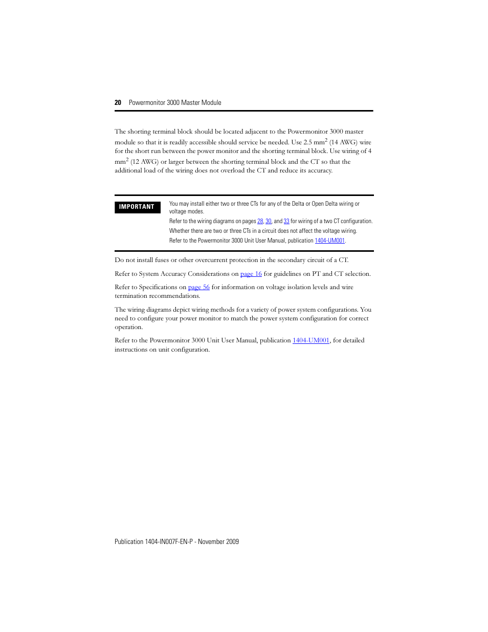 Rockwell Automation 1404-M4_M5_M6_M8 Powermonitor 3000 Master Module Installation Instructions User Manual | Page 20 / 64