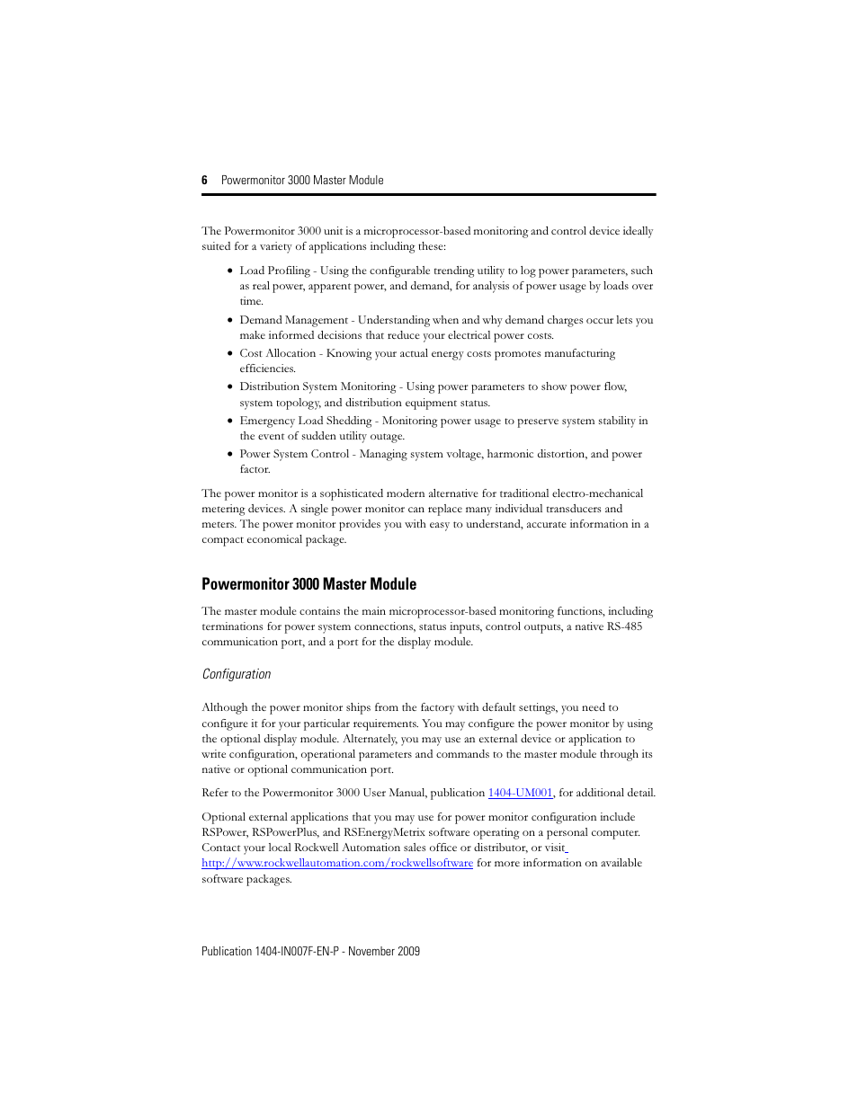 Powermonitor 3000 master module | Rockwell Automation 1404-M4_M5_M6_M8 Powermonitor 3000 Master Module Installation Instructions User Manual | Page 6 / 64