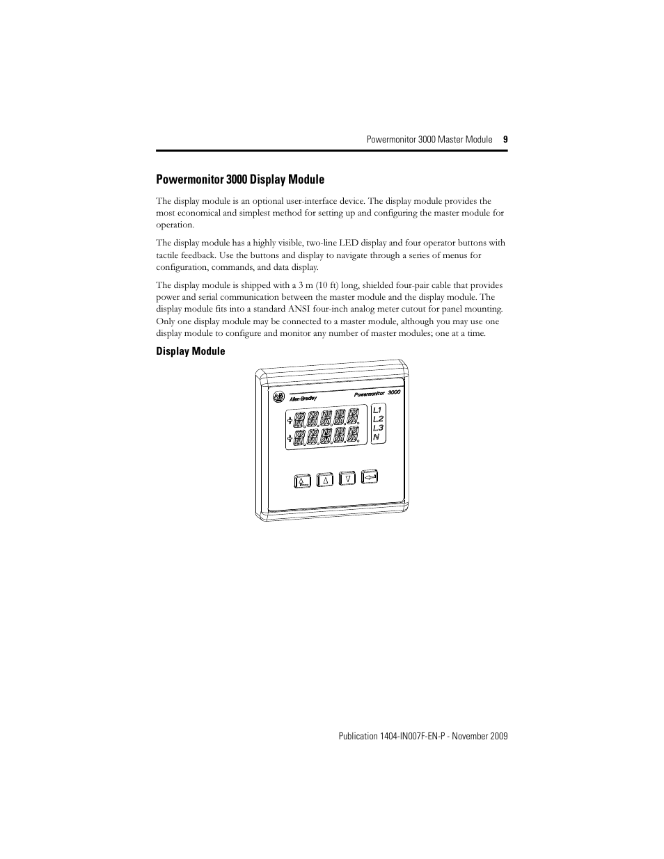 Powermonitor 3000 display module | Rockwell Automation 1404-M4_M5_M6_M8 Powermonitor 3000 Master Module Installation Instructions User Manual | Page 9 / 64