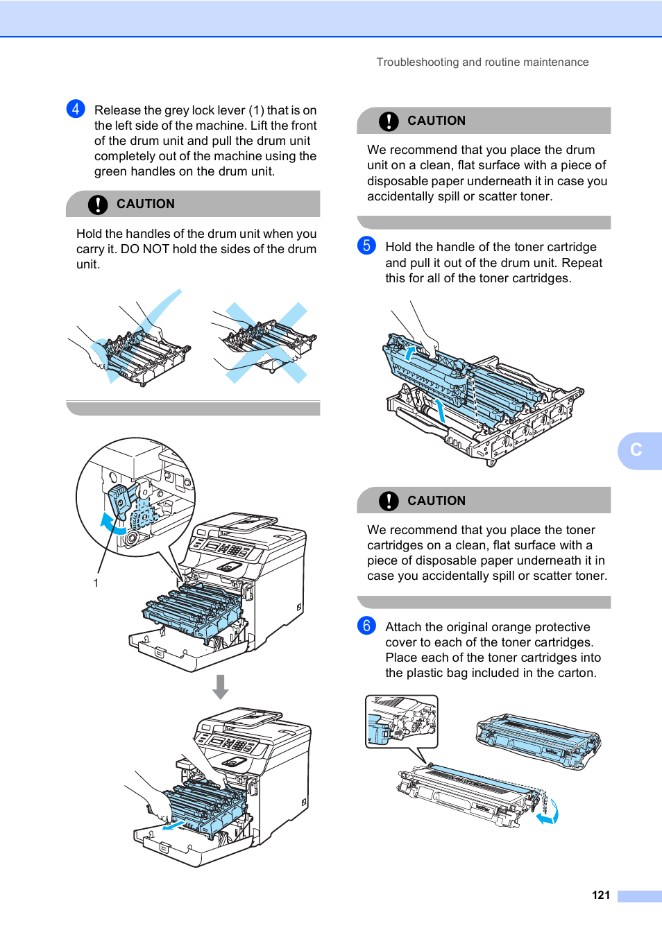 Caution | Brother DCP9040CN User Manual | Page 129 / 158