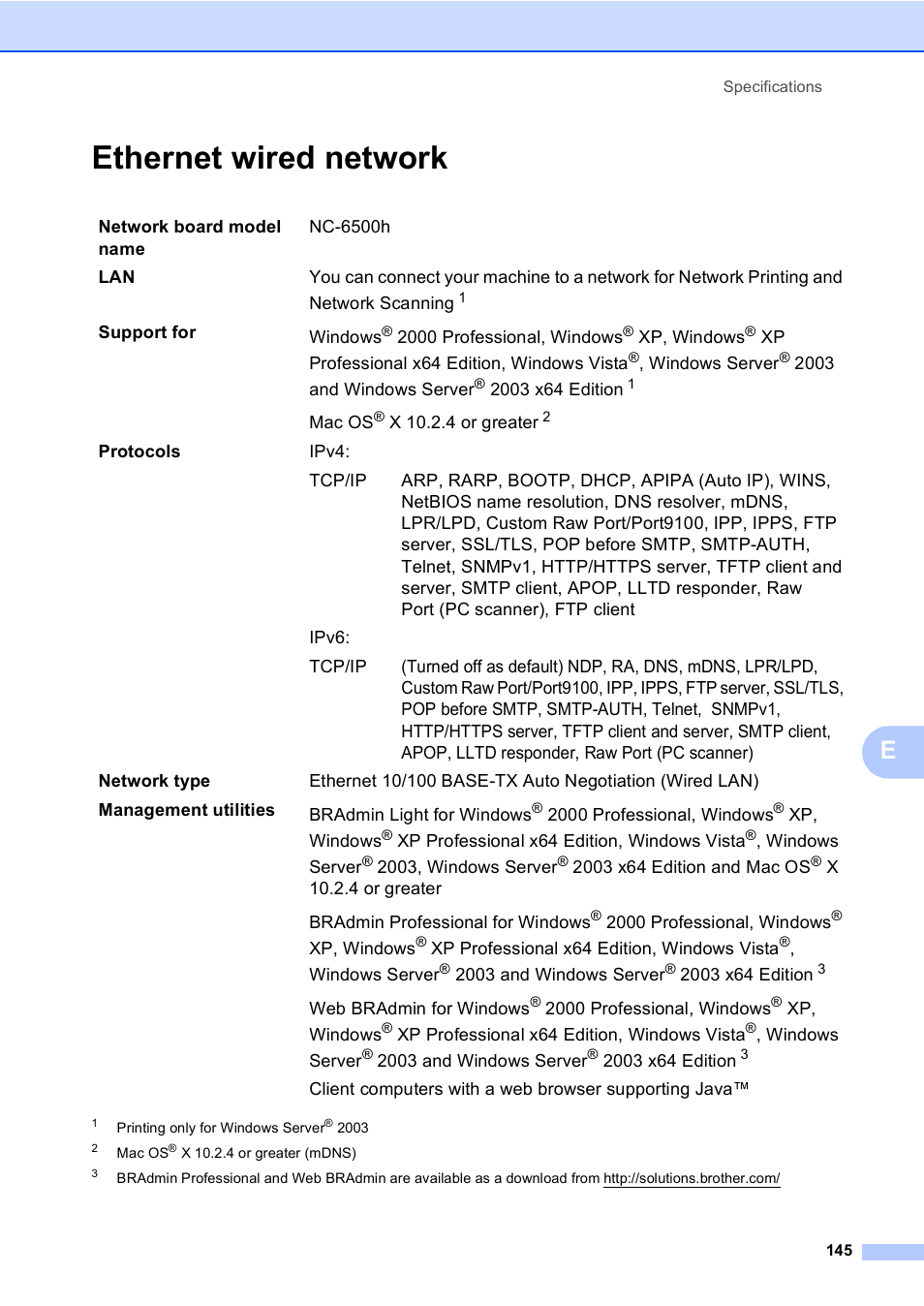 Ethernet wired network | Brother DCP9040CN User Manual | Page 153 / 158