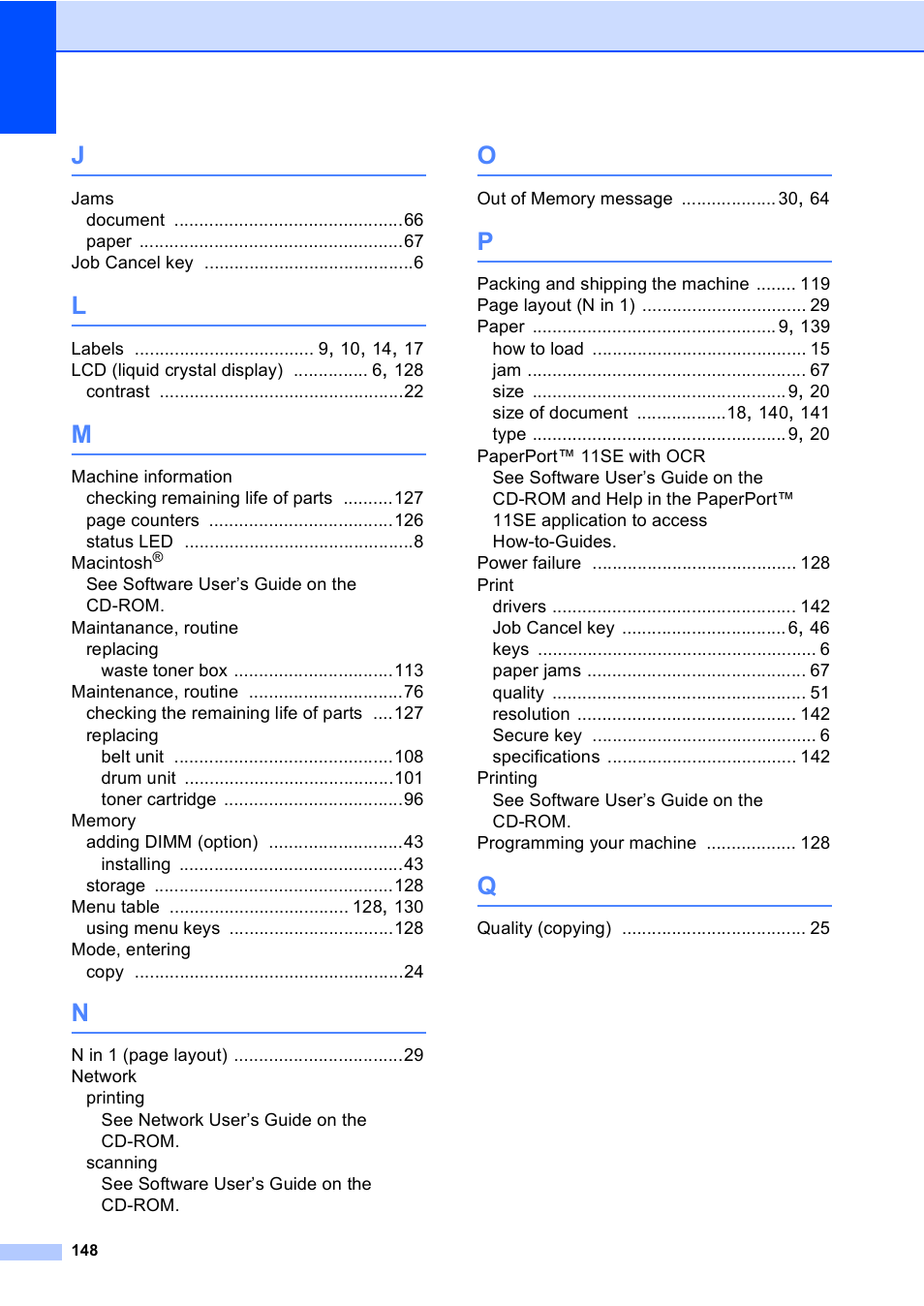 Brother DCP9040CN User Manual | Page 156 / 158