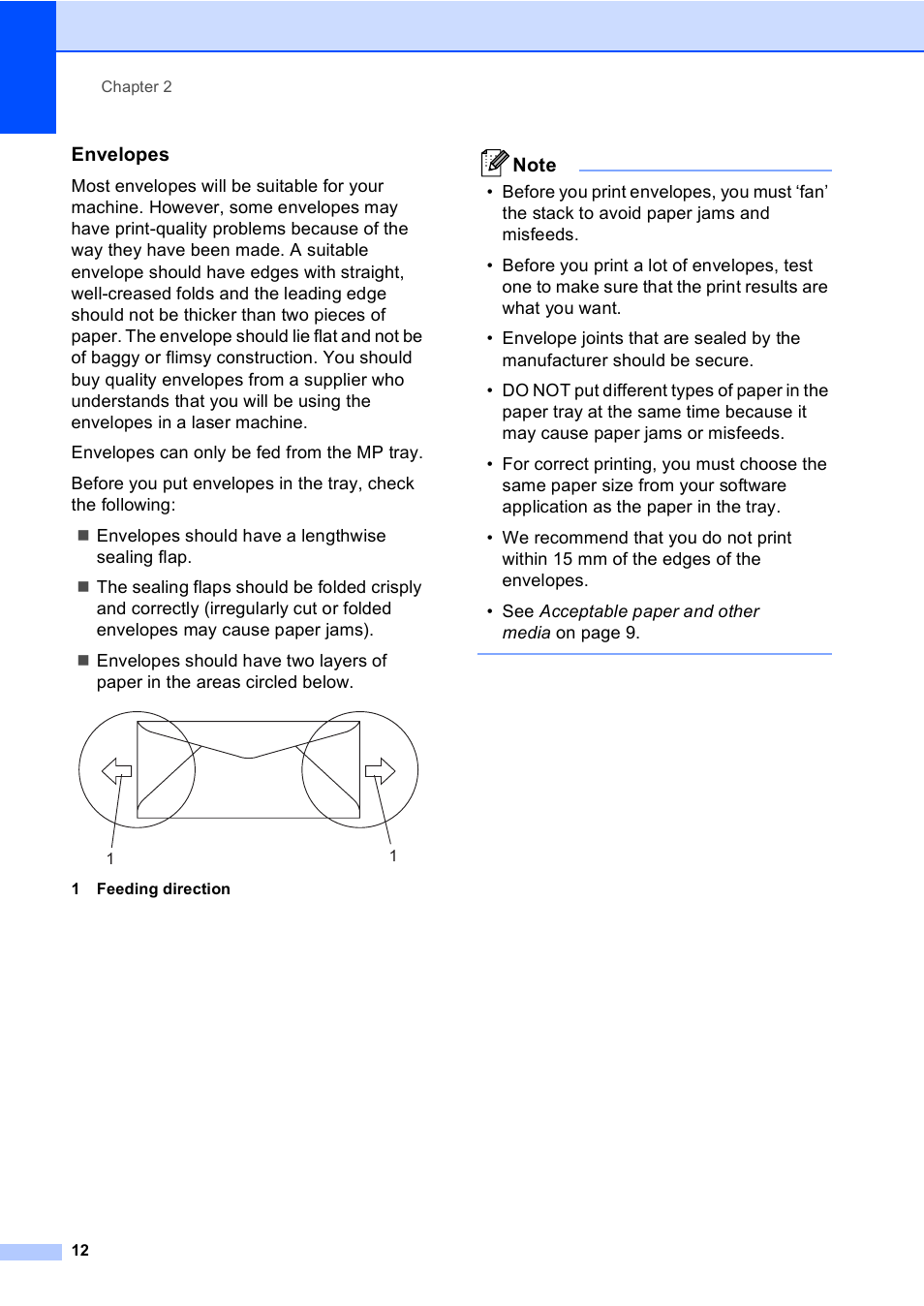 Envelopes | Brother DCP9040CN User Manual | Page 20 / 158