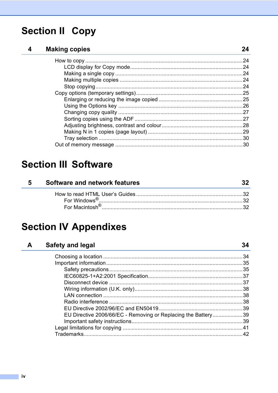 Brother DCP9040CN User Manual | Page 6 / 158