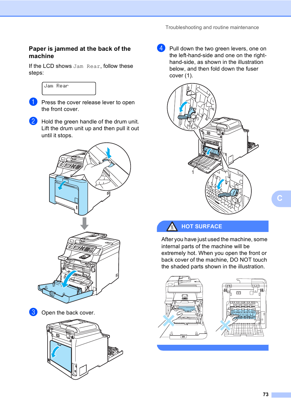 Paper is jammed at the back of the machine | Brother DCP9040CN User Manual | Page 81 / 158