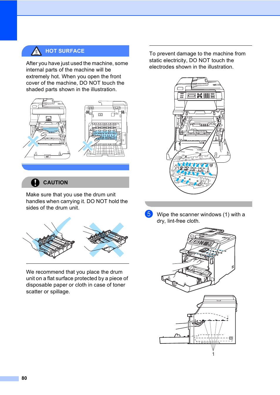 Hot surface, Caution | Brother DCP9040CN User Manual | Page 88 / 158