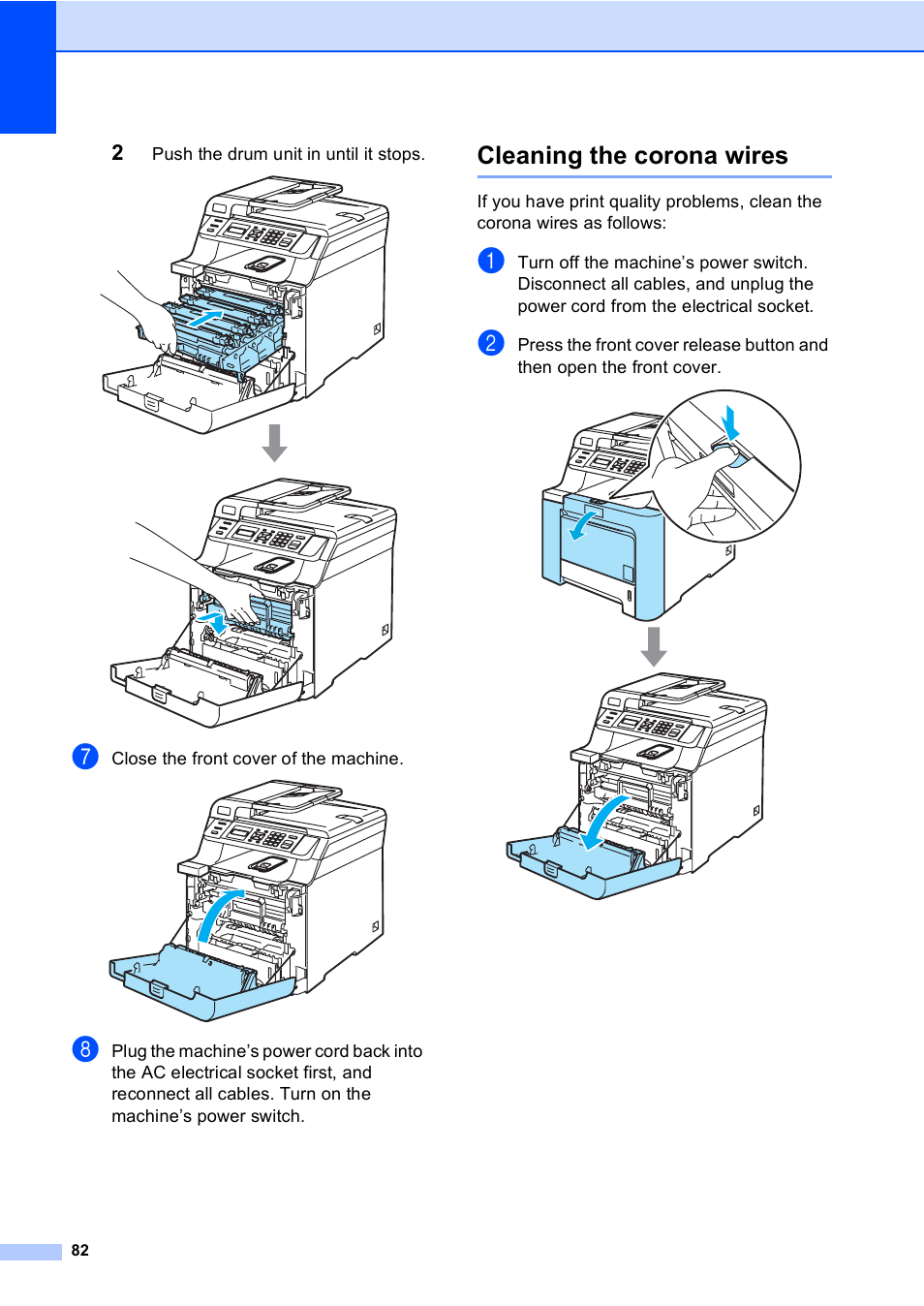 Cleaning the corona wires | Brother DCP9040CN User Manual | Page 90 / 158