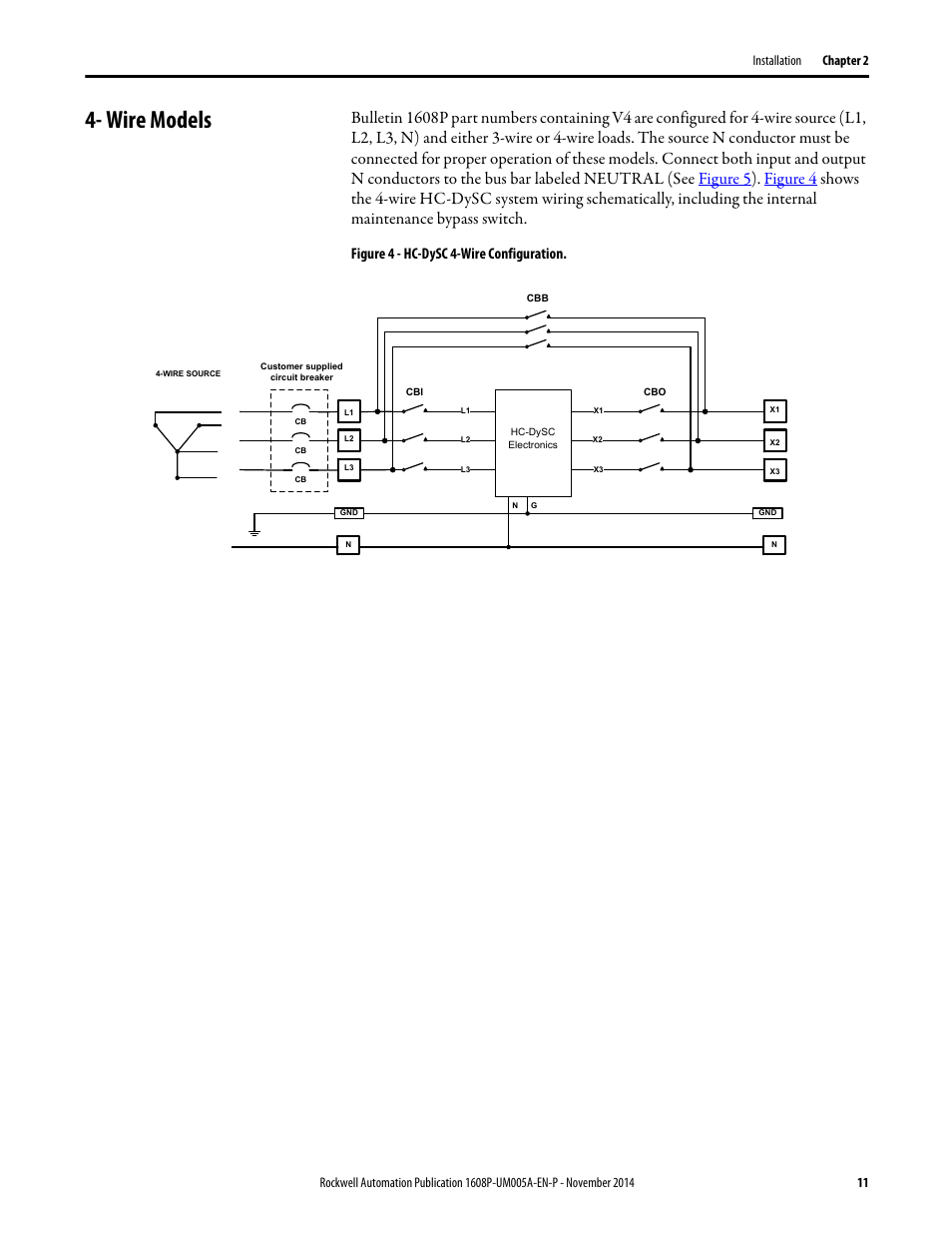 Wire models, Figure 4 - hc-dysc 4-wire configuration | Rockwell Automation 1608P-200A480V... HC-DySC User Manual User Manual | Page 11 / 45