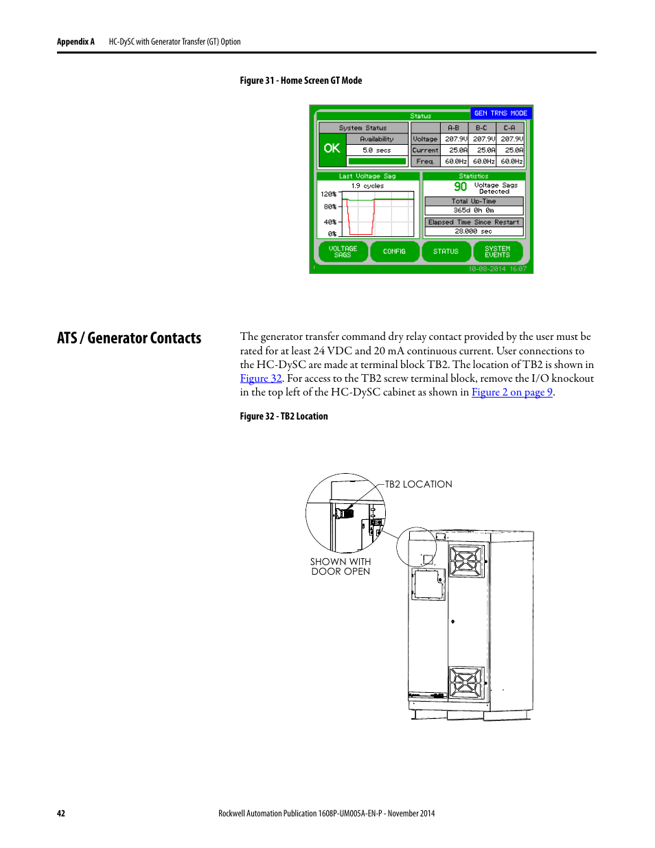 Ats / generator contacts | Rockwell Automation 1608P-200A480V... HC-DySC User Manual User Manual | Page 42 / 45
