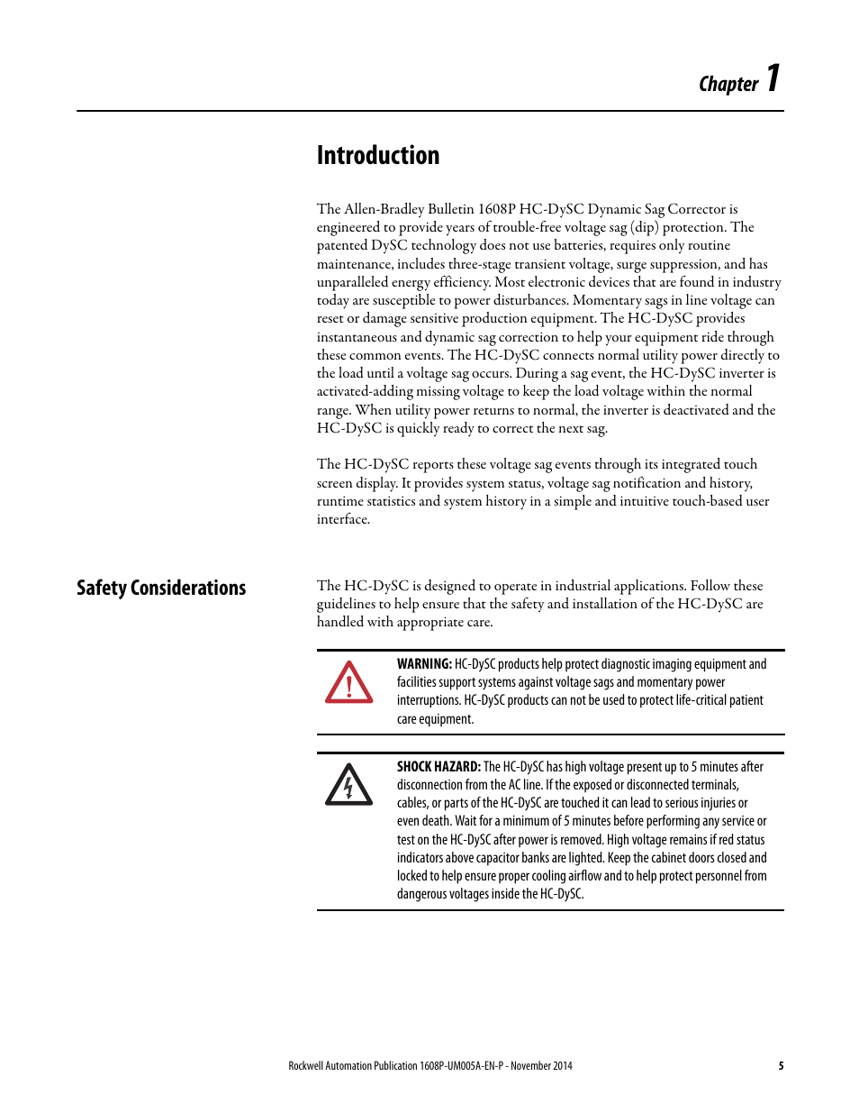 Introduction | Rockwell Automation 1608P-200A480V... HC-DySC User Manual User Manual | Page 5 / 45
