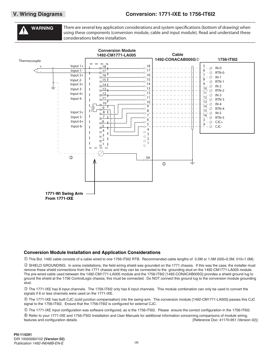 V. wiring diagrams | Rockwell Automation 1492-CM1771-LA005 Analog I/O Conversion Module User Manual | Page 4 / 8