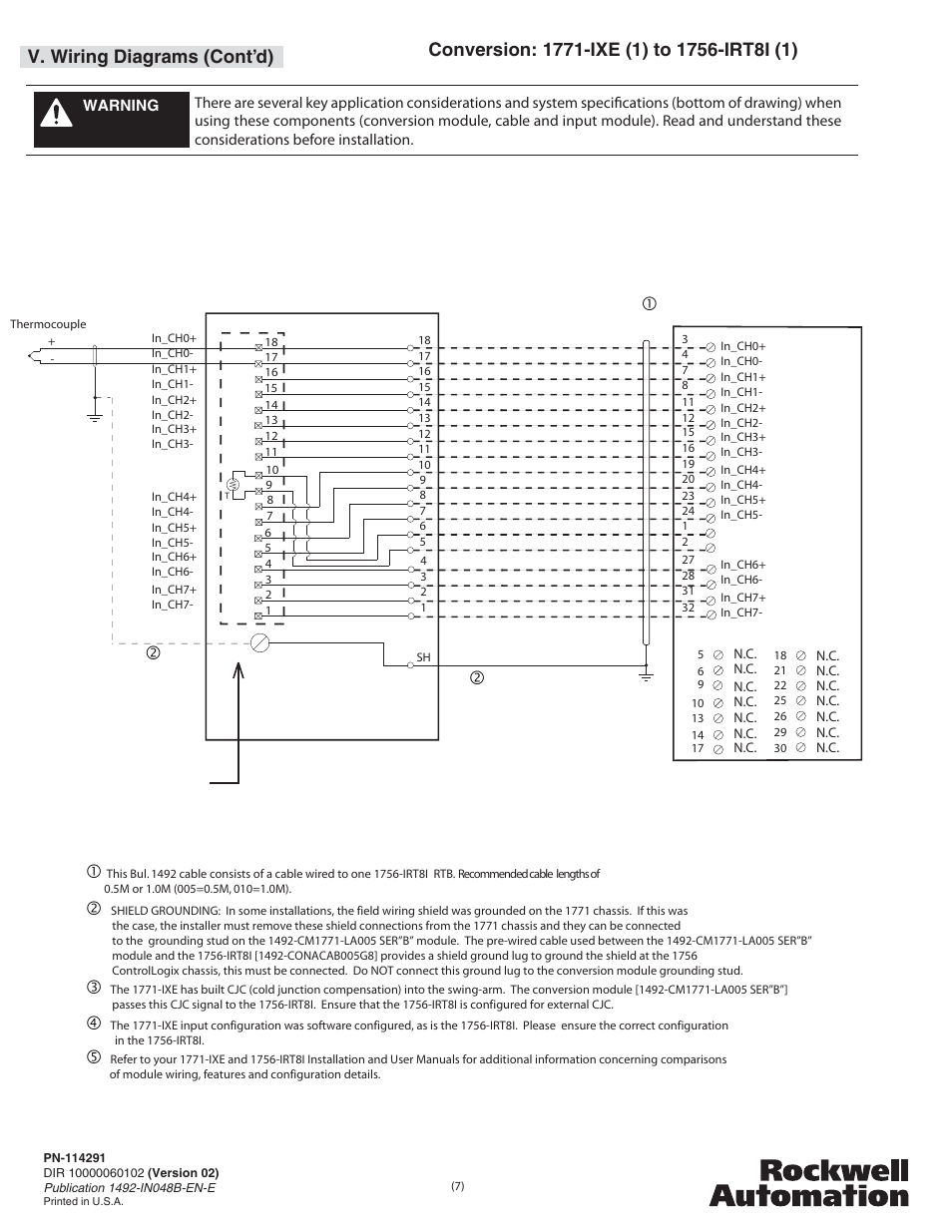 V. wiring diagrams (cont’d) | Rockwell Automation 1492-CM1771-LA005 Analog I/O Conversion Module User Manual | Page 7 / 8