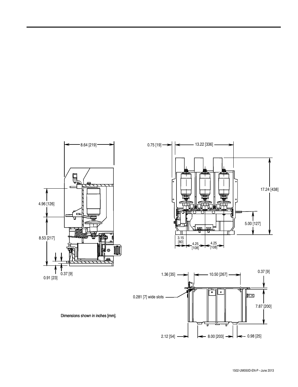 Installation, Chapter, Mounting | Rockwell Automation 1502 400 Amp Medium Voltage Contactor (Series D) User Manual | Page 19 / 54