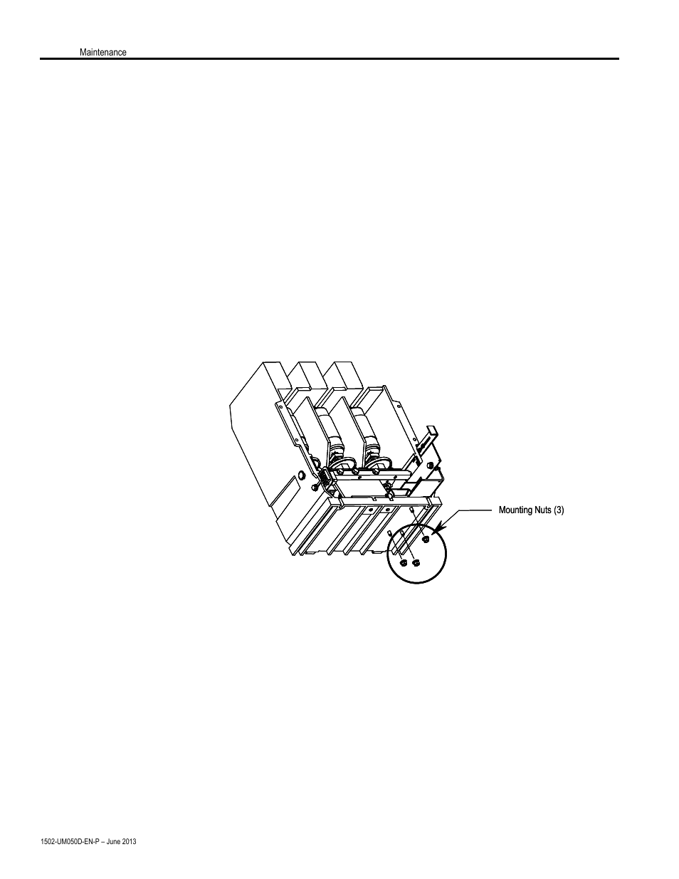 Mechanical latch trip coil replacement procedure | Rockwell Automation 1502 400 Amp Medium Voltage Contactor (Series D) User Manual | Page 42 / 54