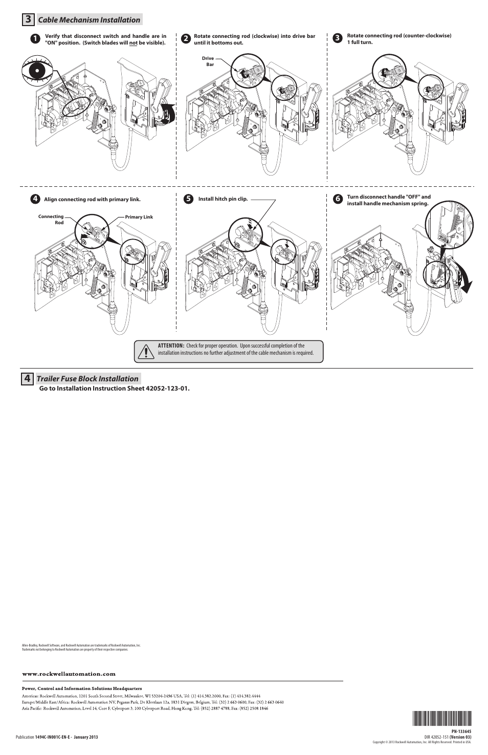 Rockwell Automation 1494C-xxx Cable Operated 30A / 60A / 100A Disconnect Switch User Manual | Page 2 / 2
