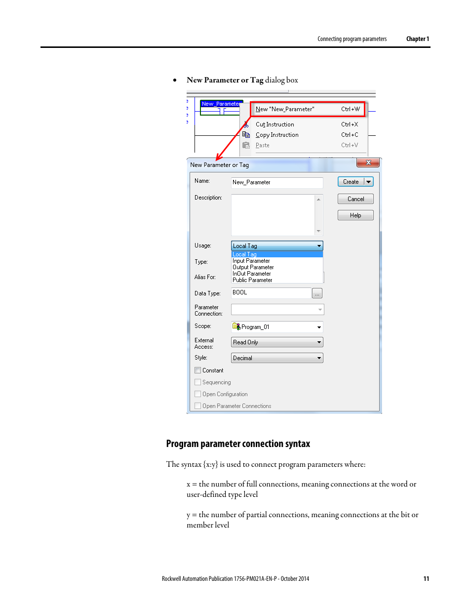 Program parameter connection syntax | Rockwell Automation Logix5000 Program Parameters Programming Manual User Manual | Page 11 / 36