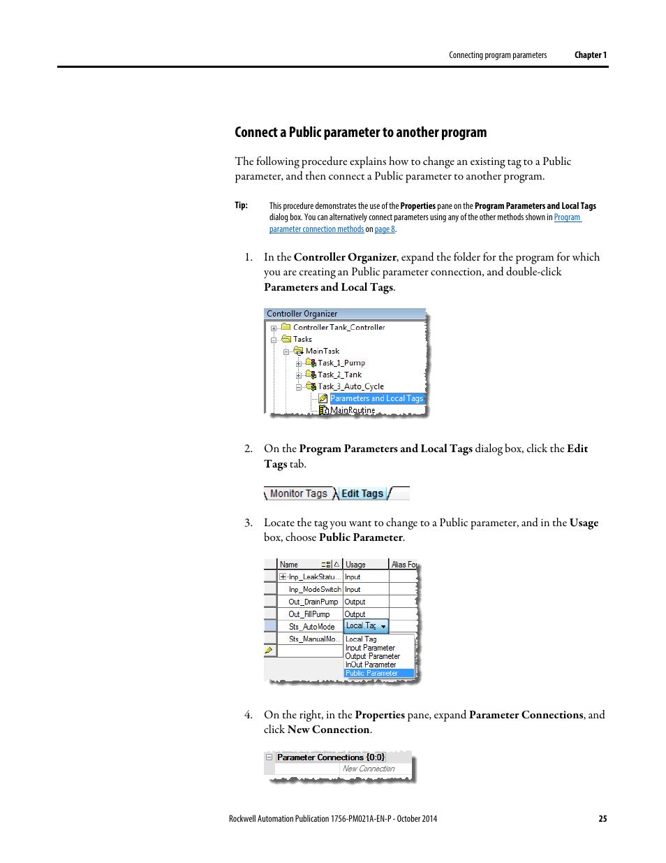 Connect a public parameter to another program | Rockwell Automation Logix5000 Program Parameters Programming Manual User Manual | Page 25 / 36