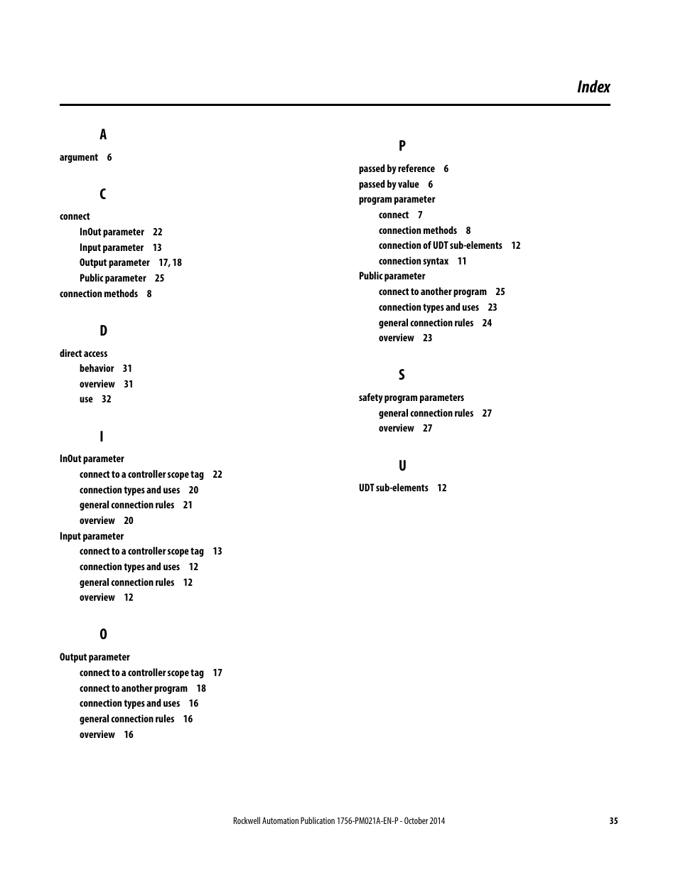 Index | Rockwell Automation Logix5000 Program Parameters Programming Manual User Manual | Page 35 / 36