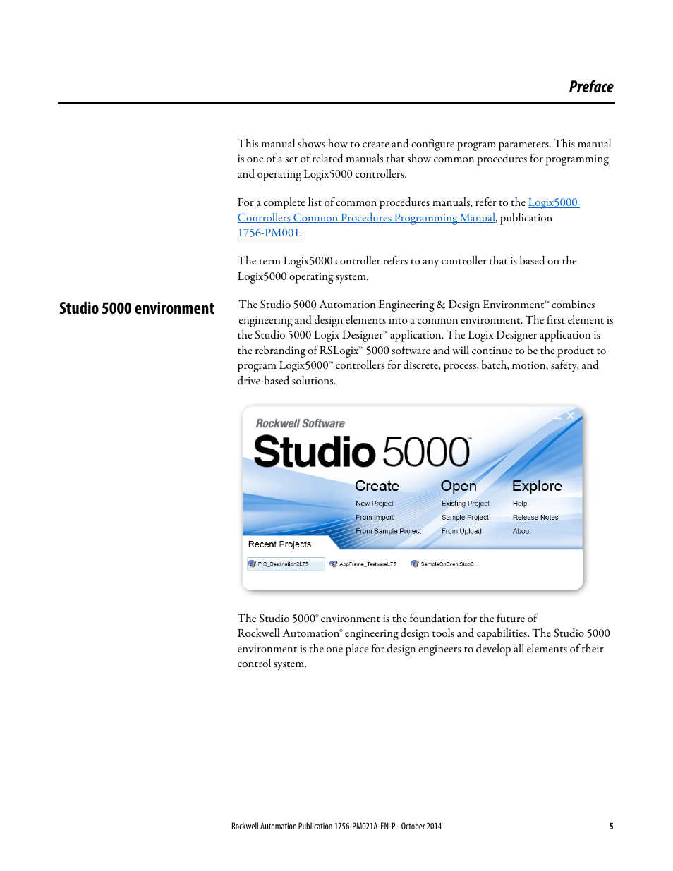 Preface, Studio 5000 environment | Rockwell Automation Logix5000 Program Parameters Programming Manual User Manual | Page 5 / 36