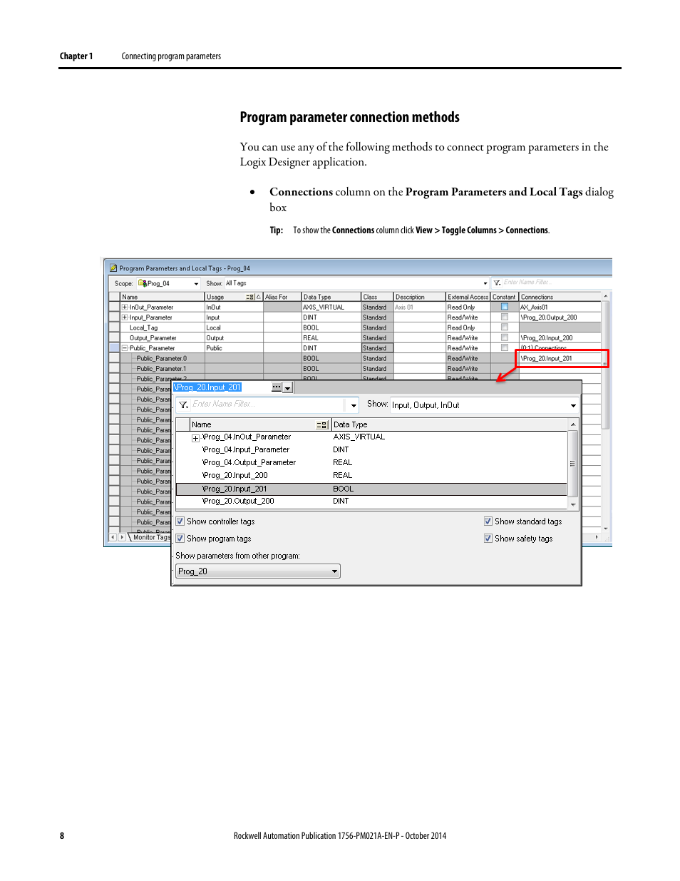 Program parameter connection methods | Rockwell Automation Logix5000 Program Parameters Programming Manual User Manual | Page 8 / 36