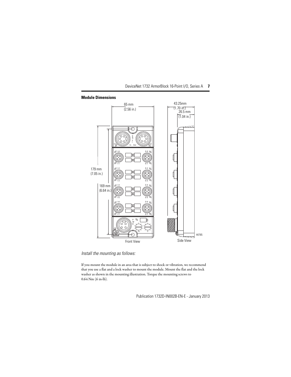 Install the mounting as follows | Rockwell Automation 1732D-XXXX PointBlock 16 dc Input Module Installation Instructions User Manual | Page 7 / 24