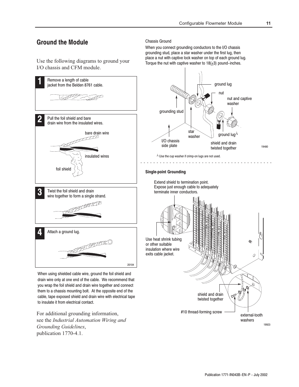 Groundthe module | Rockwell Automation 1771-CFM Config. Flowmeter Installation Instructions User Manual | Page 11 / 20