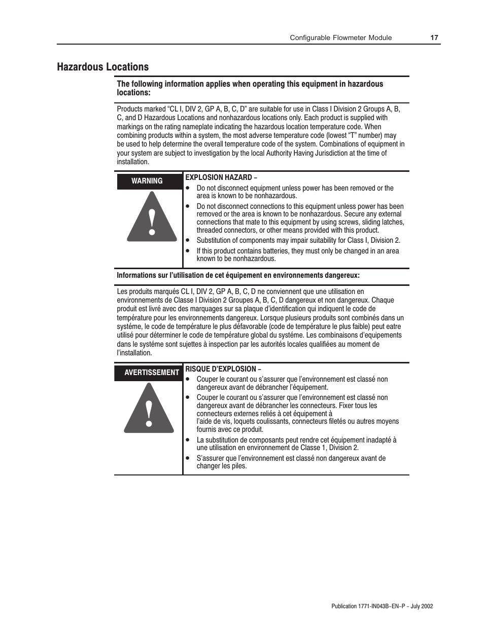 Rockwell Automation 1771-CFM Config. Flowmeter Installation Instructions User Manual | Page 17 / 20