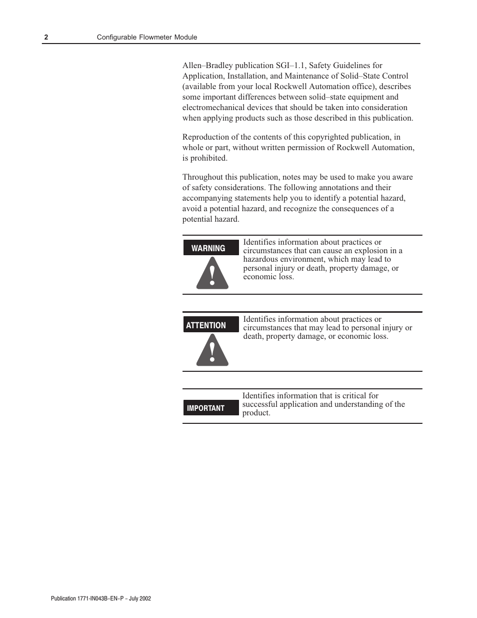 Rockwell Automation 1771-CFM Config. Flowmeter Installation Instructions User Manual | Page 2 / 20