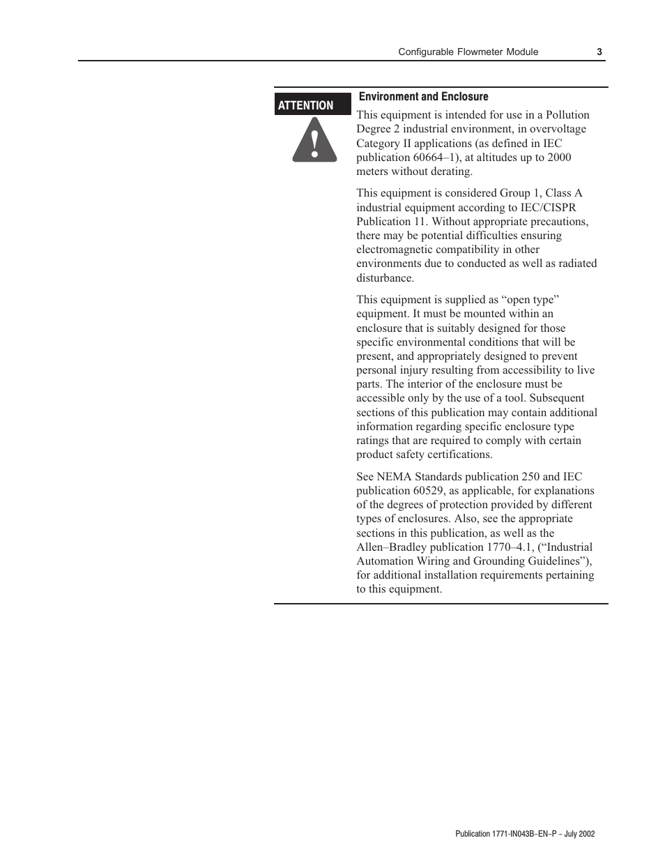 Rockwell Automation 1771-CFM Config. Flowmeter Installation Instructions User Manual | Page 3 / 20