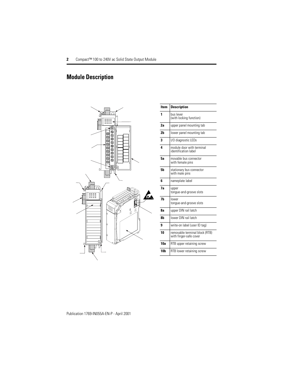 Module description | Rockwell Automation 1769-OA8 Compact 100 to 240V ac Solid State Output Module User Manual | Page 2 / 20