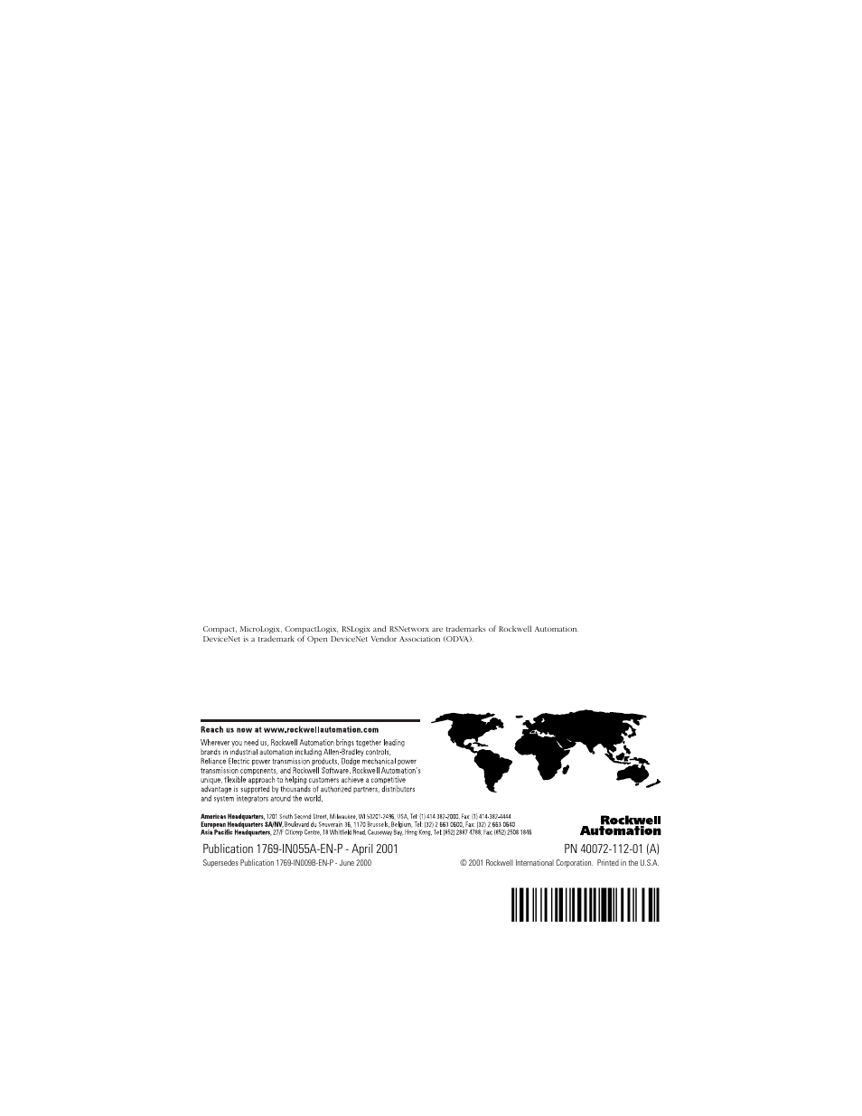 Back cover, H'5,!¶al | Rockwell Automation 1769-OA8 Compact 100 to 240V ac Solid State Output Module User Manual | Page 20 / 20