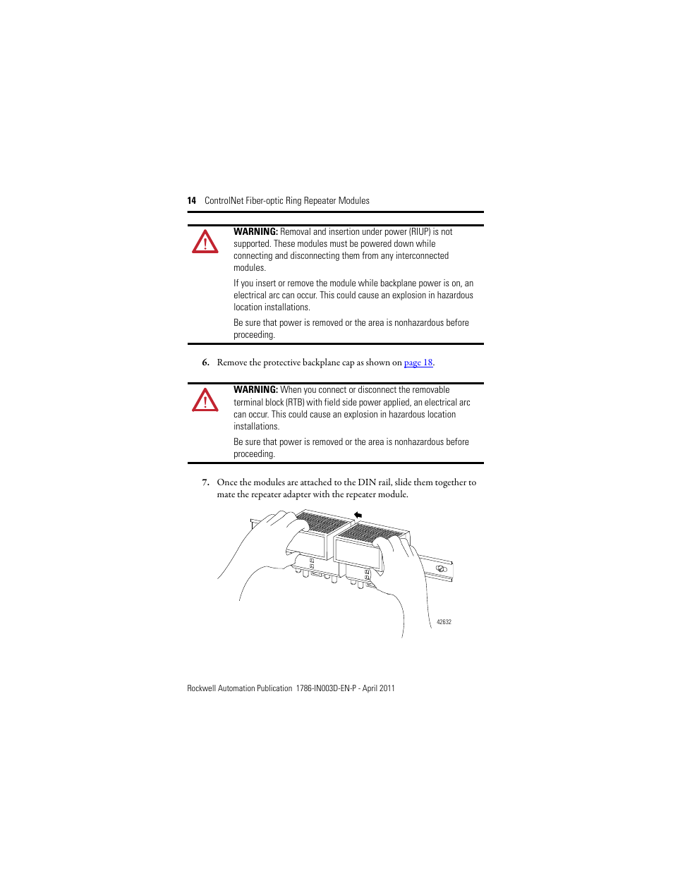 Rockwell Automation 1786-RPFRXL ControlNet Fiber Ring Modules Installation Instructions User Manual | Page 14 / 40