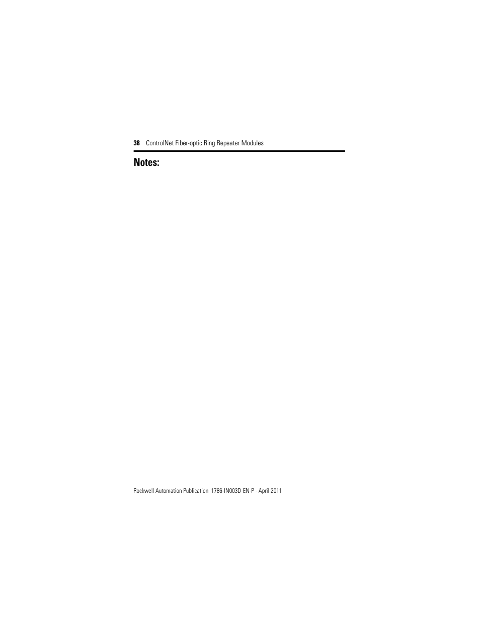 Rockwell Automation 1786-RPFRXL ControlNet Fiber Ring Modules Installation Instructions User Manual | Page 38 / 40