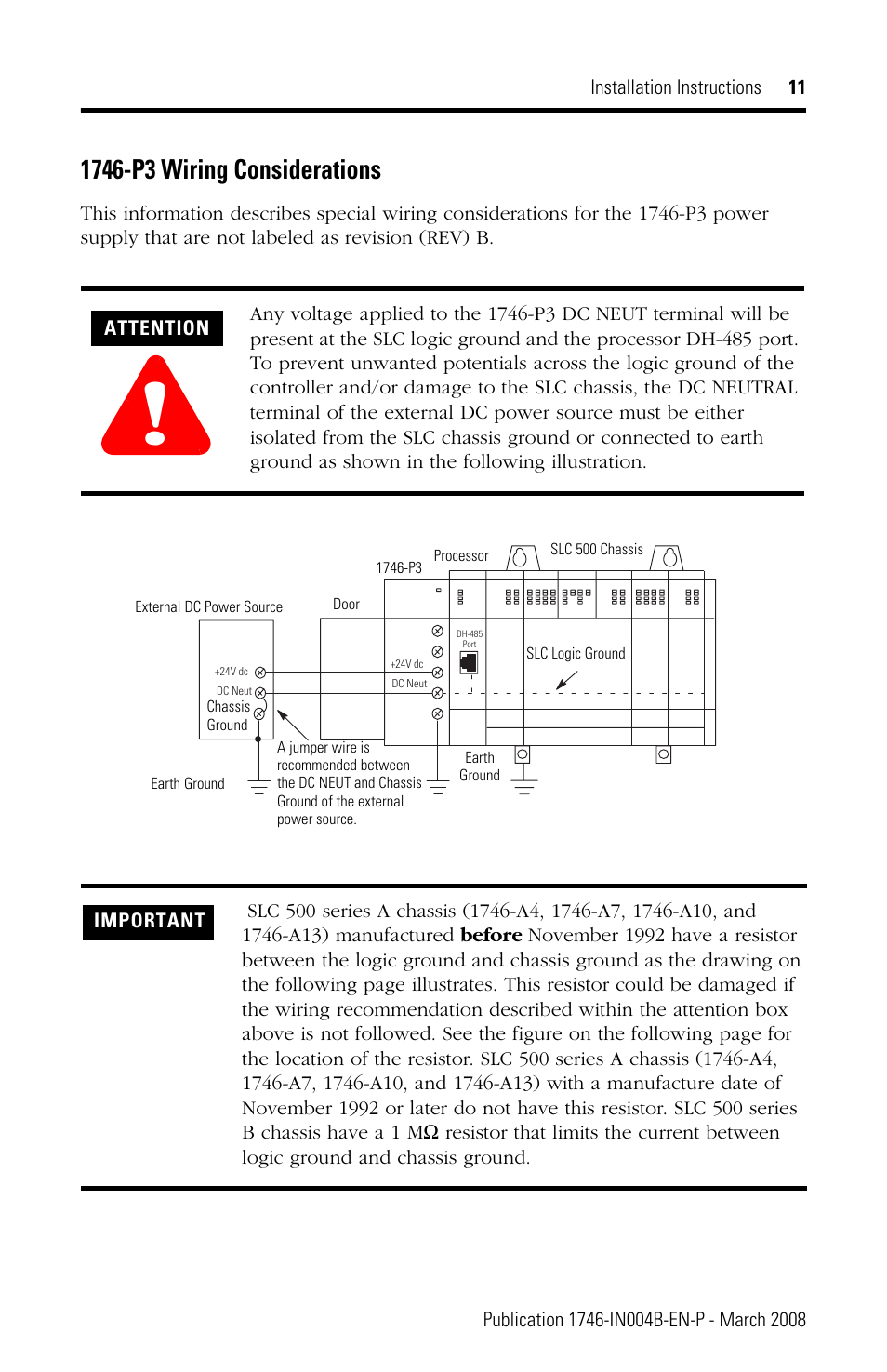 Rockwell Automation 1746-Px SLC 500 Power Supplies Installation Instructions User Manual | Page 11 / 20