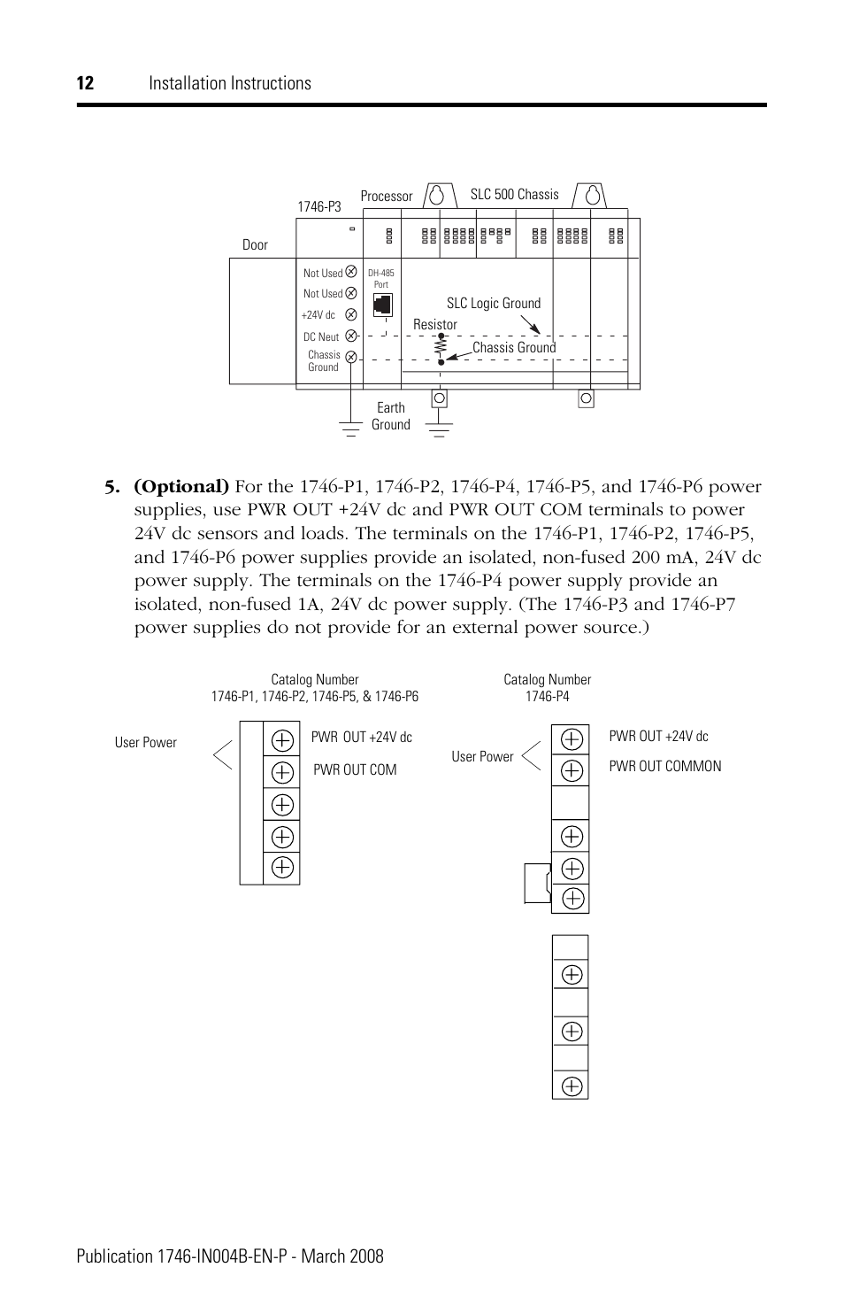 Rockwell Automation 1746-Px SLC 500 Power Supplies Installation Instructions User Manual | Page 12 / 20
