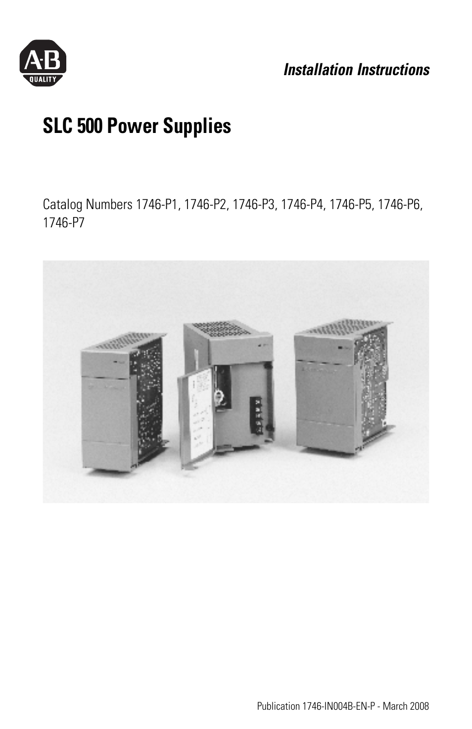 Slc 500 power supplies | Rockwell Automation 1746-Px SLC 500 Power Supplies Installation Instructions User Manual | Page 3 / 20