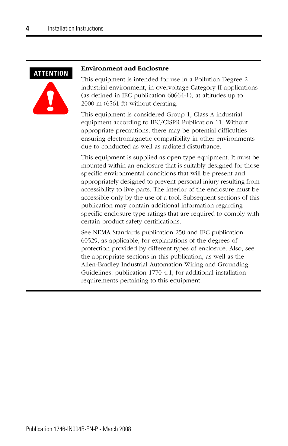 Rockwell Automation 1746-Px SLC 500 Power Supplies Installation Instructions User Manual | Page 4 / 20